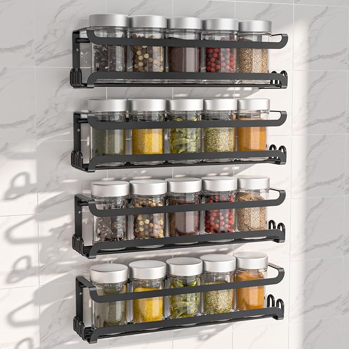 LUCYCAZ 4 Pack Wall Mounted Spice Rack - Image 2