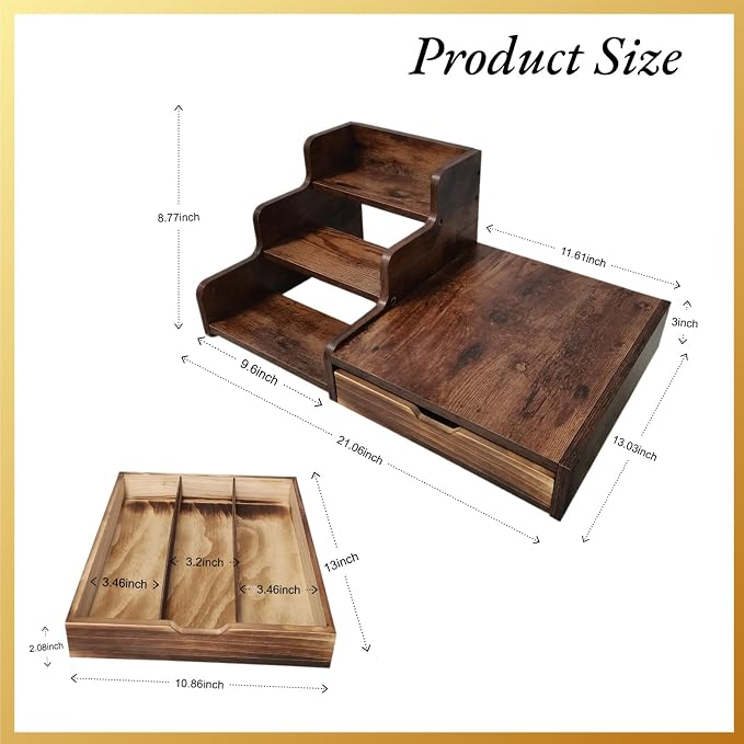 Wood Coffee Bar Organizer Station - Image 3