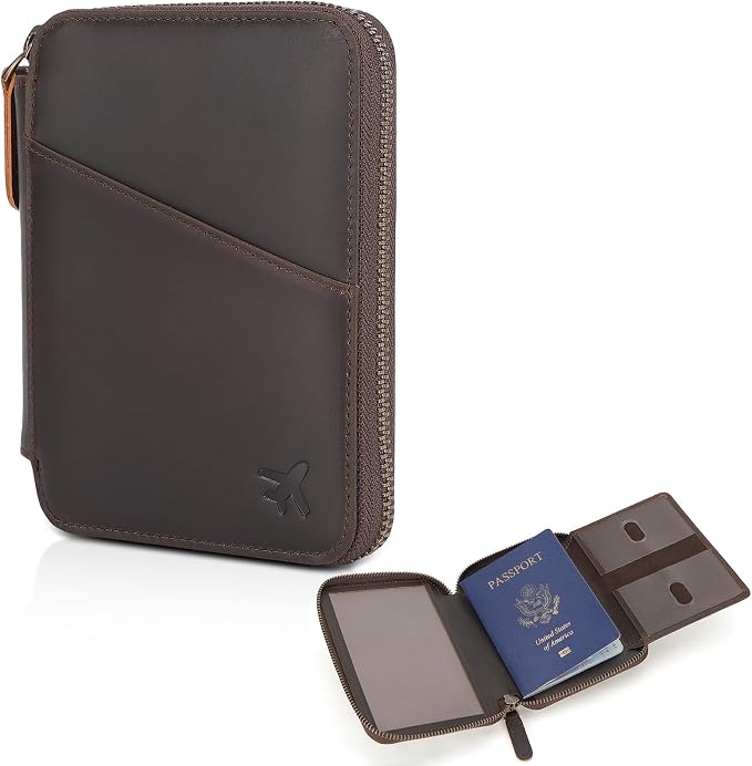 Polare Leather Pilot Wallet Passport Holder RFID Blocking Tri-fold Travel Cover by polareoriginal