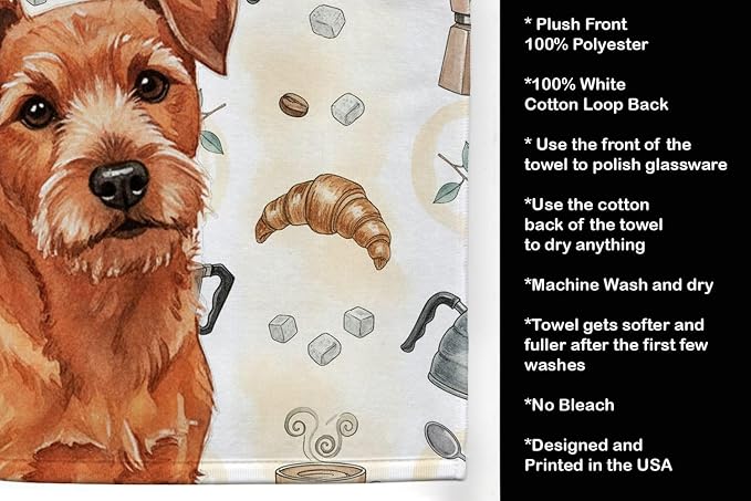 Caroline's Treasures Red Norfolk Terrier Coffee Bar Kitchen Towel Velour Plush - Image 4