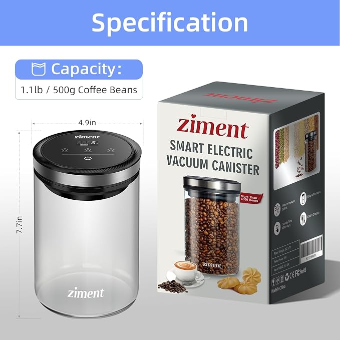 1.6L Automatic Vacuum Coffee Canister, Airtight Glass Food Storage Container - Image 7