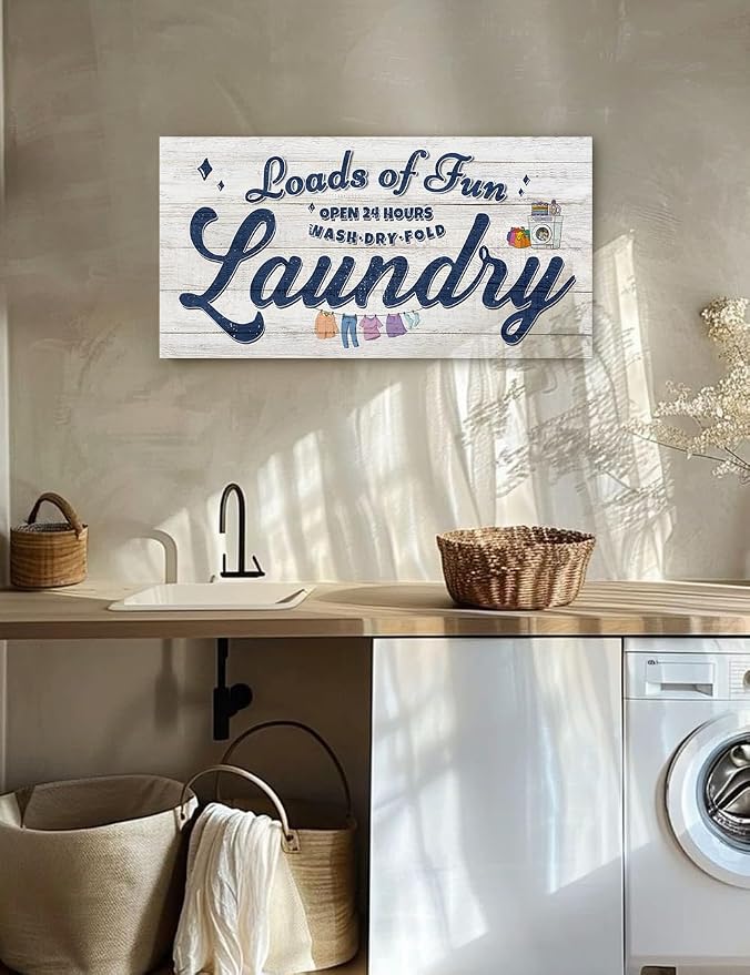 IPIC - Cute Laundry Room Decor, Rustic Canvas Wall Art Print on Acid-Free - Image 2