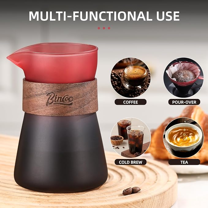 Glass Coffee Carafe with Wood Heat-Resistant Loop, 16oz Glass Coffee Server - Image 5
