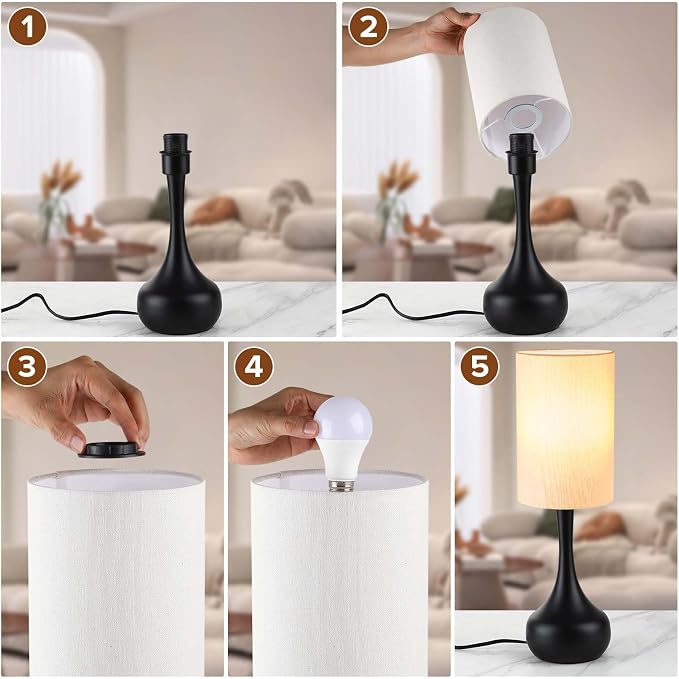 Mid Century Modern Droplet Table Lamp, Touch Control & 3-Way Dimmable, No - Image 7