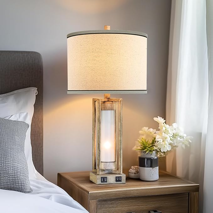 25" Set of 2 Farmhouse Table Lamps - Image 7