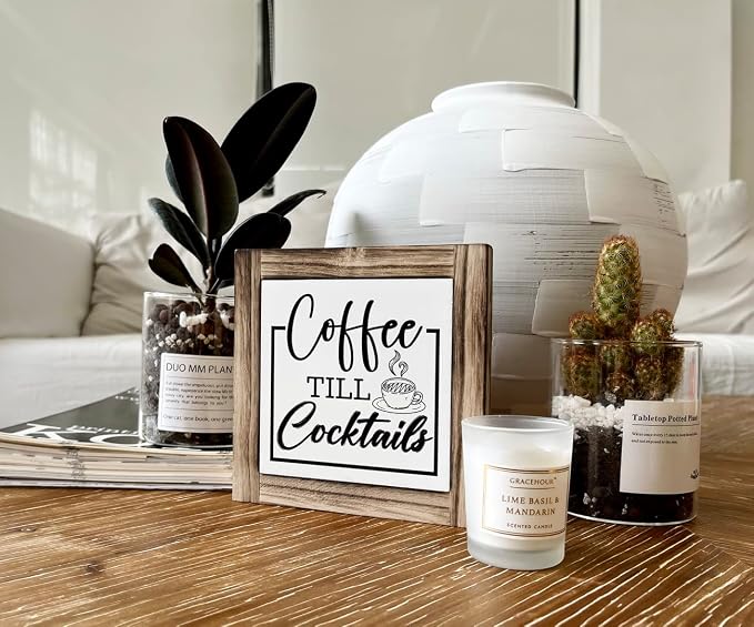 Coffee Till Cocktails Sign, Coffee Bar Decor, Wood Box Desk Décor, Home Bar - Image 5
