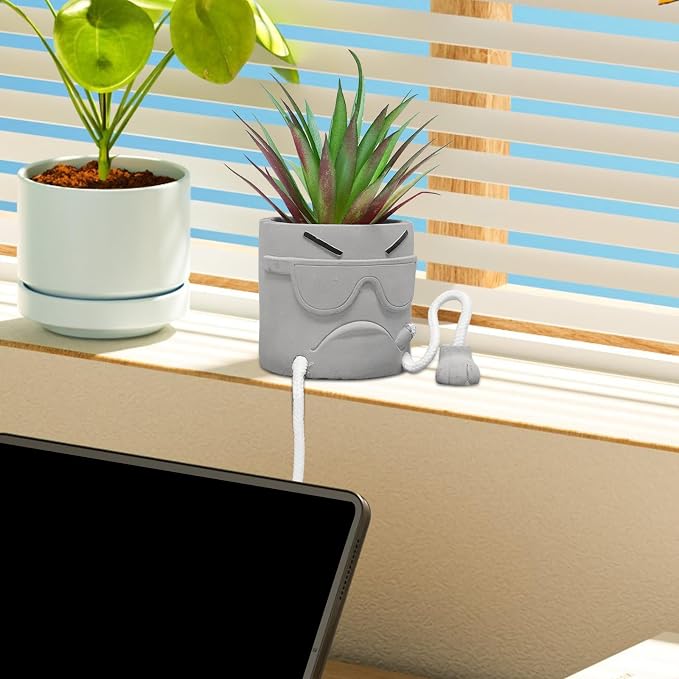Zerzsy Artificial Succulents Plants in Cement Pots - Image 6