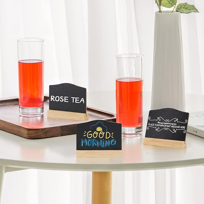 Mini Chalkboard Signs with Stand, 16 Pack Reusable Wooden Tabletop Chalkboard 4 - Image 5