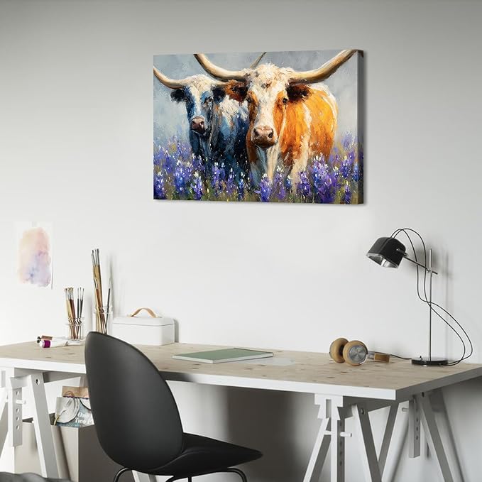 Abstract Highland Cow Canvas Wall Art - Image 6