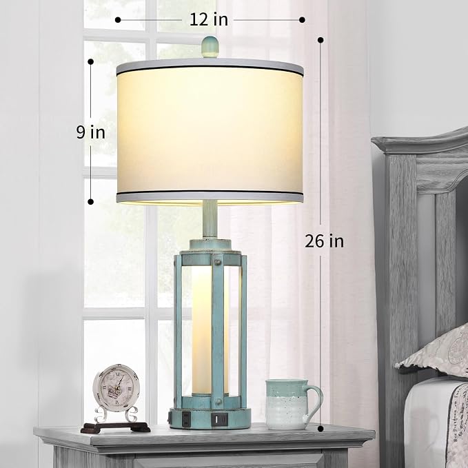Industrial Farmhouse Table Lamp, Nightstand Metal Lamp - Image 4