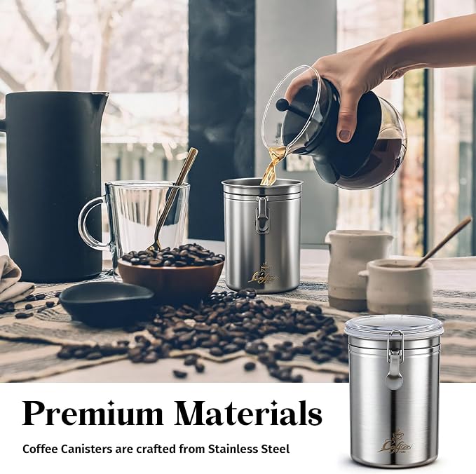 LemonRoad Stainless Steel Coffee Canister 62 Fl oz Coffee Jar Container - Image 6