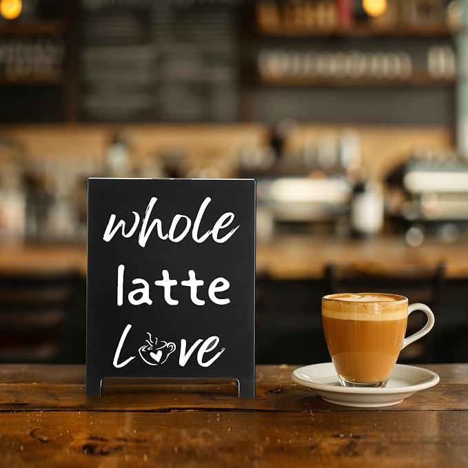 A Whole Latte Love Desk Decor Sign Retro Coffees Shop Table Display - Image 6