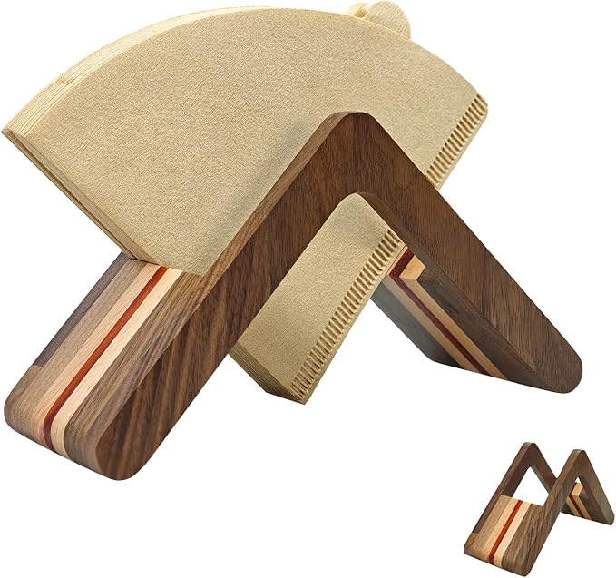 Wooden Coffee Filter Holder, #1#2#4 V60 Cone Coffee Filters Rose Wood Walnut by XIFOWE