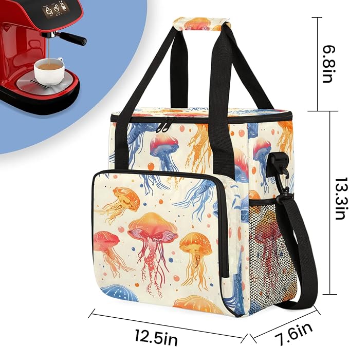 Jellyfish Coffee Maker Carring Bag, Large Insulated Storage Organizer Case Tote - Image 2