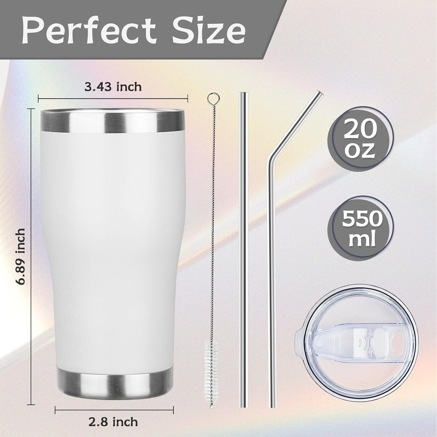 MEZMUT 20oz Coffee Tumbler with Lid and Straw Double Wall Vacuum Insulated Cup Stainless Steel Travel Mugs Insulated for Hot and Cold Leakproof Powder Coated Tumbler for Indoor and Outdoor