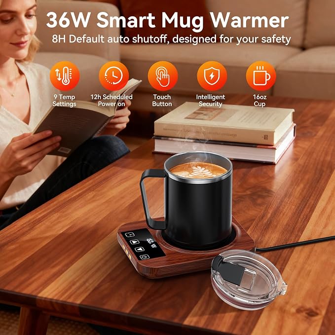 Coffee Mug Warmer & Mug Set for Desk, 36W Electric Coffee Mug Warmer - Image 3