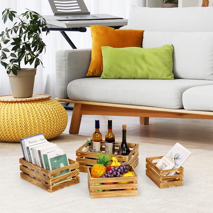 BOBOKA Set of 6 Decorative Wood Crates Nesting Storage Container, 6 Size - Image 8