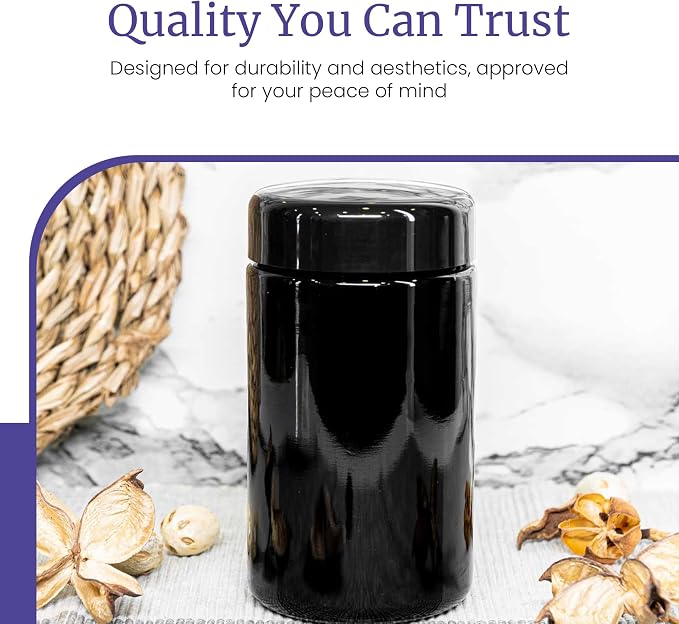 Infinity Jars Tall Screw Top Jar 200 Ml, UV Black Glass Airtight Smell-Proof - Image 7