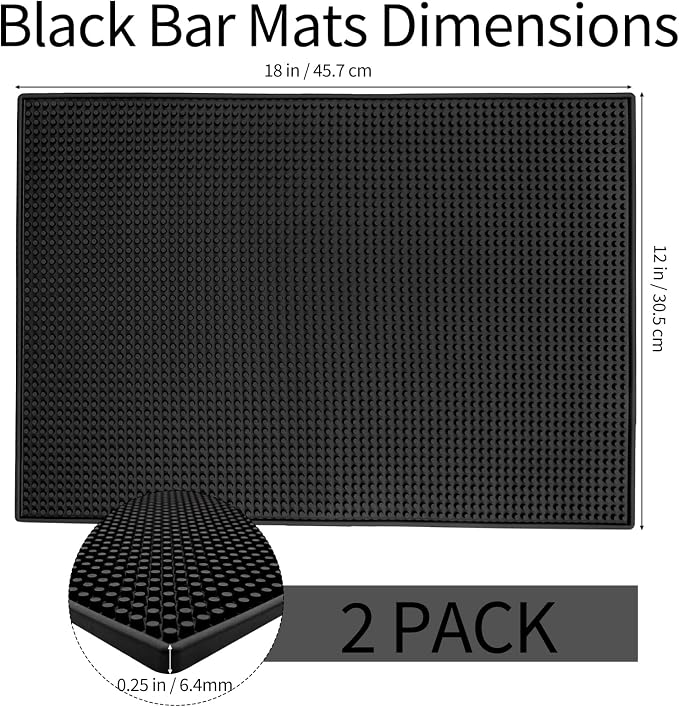 2 Pack Rubber Bar Mats for Countertop, Coffee Bar Mats Accessories for Cocktail - Image 2