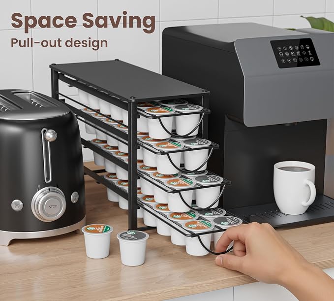 HFHOME Coffee Pod Organizer for Countertop, 4-Tier Metal Storage Drawer - Image 6