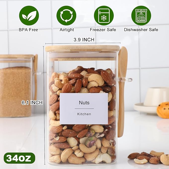 Flour and Sugar Containers - 34 oz Glass Jar - Image 5