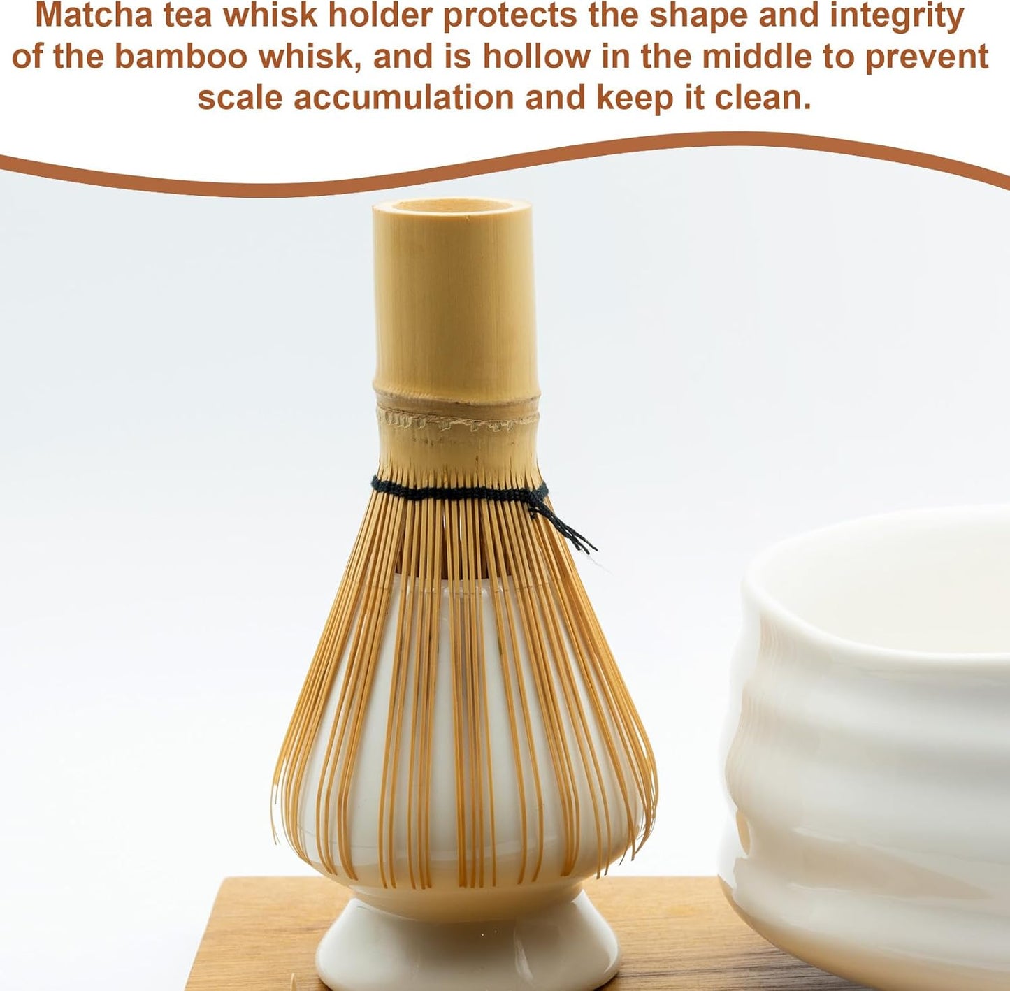 HARFINGTON Ceramic Chasen Stand 73mm Matcha Whisk Holder Teas Set Whisks Stand Traditional Matcha Tea Chasen Holder Tea Set Accessories for Tea Tasting, Golden
