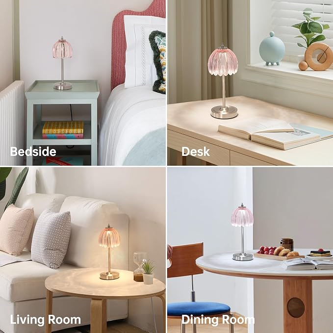 Shenmoyl Tulip Table Lamp with 5200mAh Battery & Touch Control, Cordless Small - Image 5