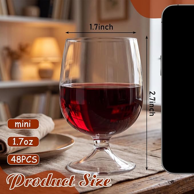 Roshtia 48 Pcs Mini Shot Glasses 1.75 oz Small Brandy Snifters Clear Reusable - Image 2