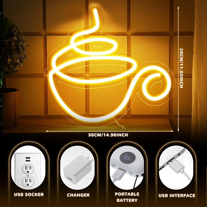 Kathfly Coffee Bar Neon Sign LED Neon Decor Modern LED Wall Sign - Image 2
