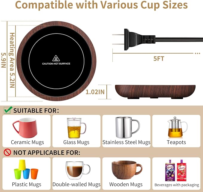 Coffee Mug Warmer for Desk 4H Auto Shut Off, Smart Coffee Cup Warmer - Image 4