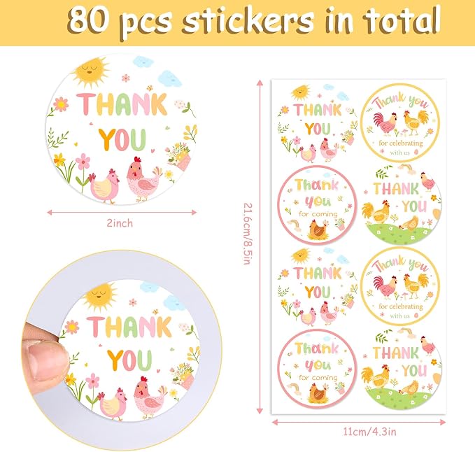 Serencatcher Chicken Thank You Stickers - Image 4