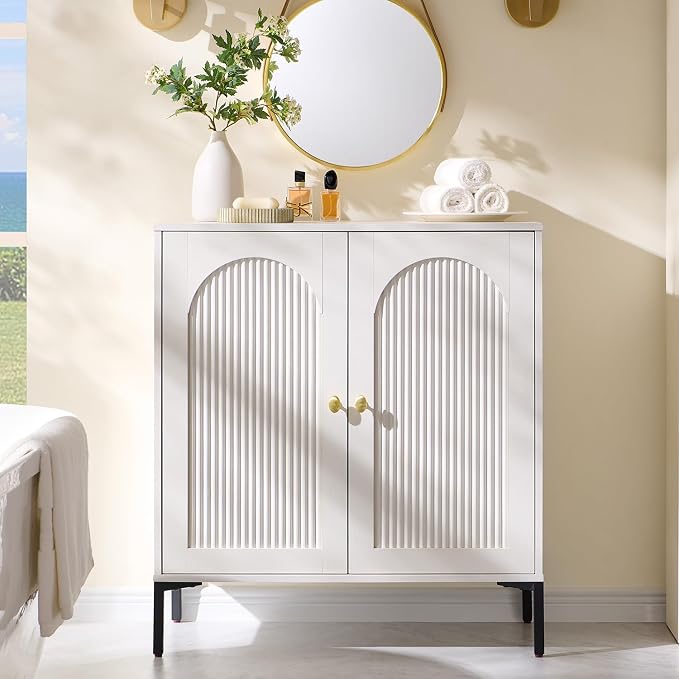 IFBUY Modern Sideboard Buffet Cabinet, 34 inch Tall Fluted Arched Buffet Cabinet - Image 5