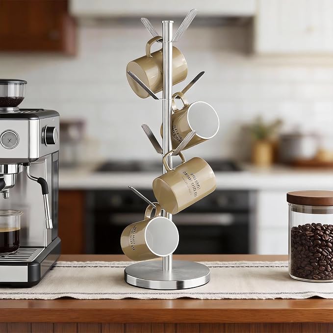 Stainless Steel Mug Holder Tree, Updated Thick Coffee Cup Holder Base, Coffee - Image 7