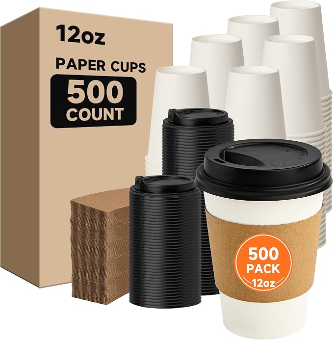 METAPRINT 500 Pack 12 oz Disposable Coffee Cups by METAPRINT