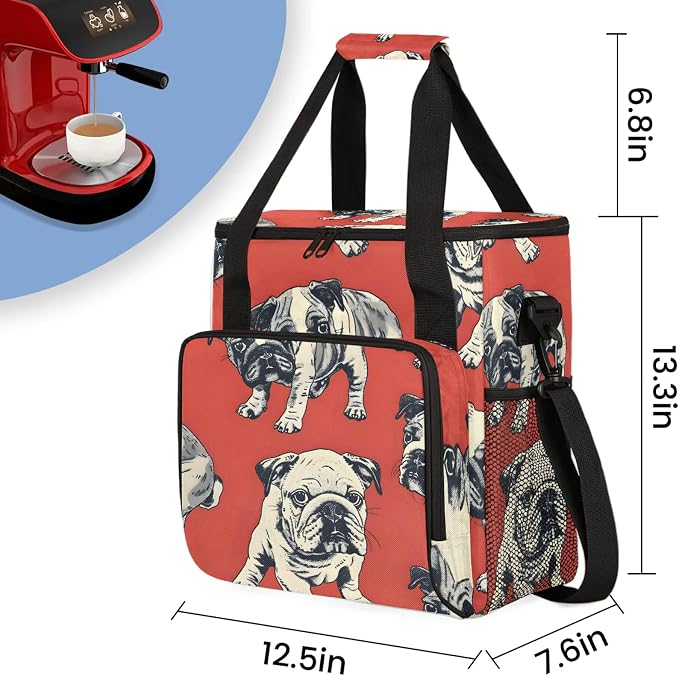 Bulldog Dogs Coffee Maker Carring Bag, Large Insulated Storage Organizer Case - Image 2