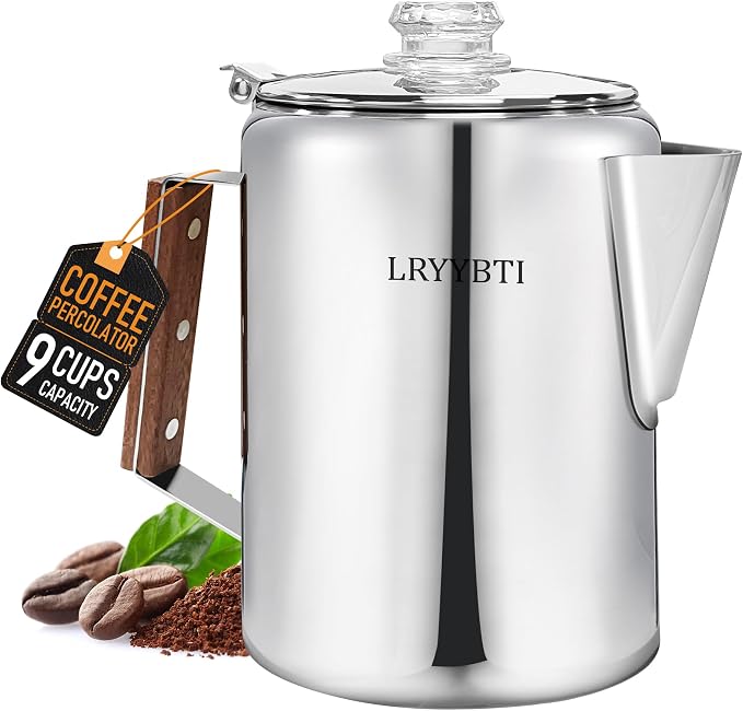 Percolator Pot Stainless Steel Camping Coffee Pot-NO Aluminum or Plastic by LRYYBTI