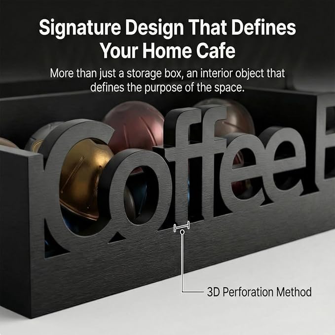 Coffee Bar Organizer Countertop, Wood Caddy - Image 3