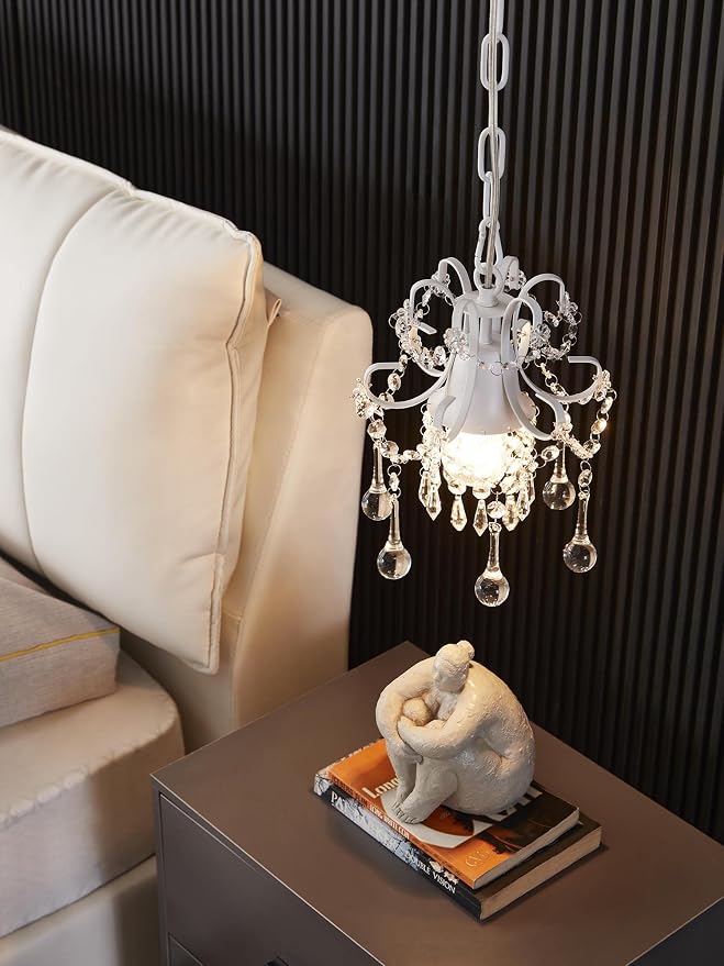 Mini Style Crystal Chandelier Pendant Light White - Image 2