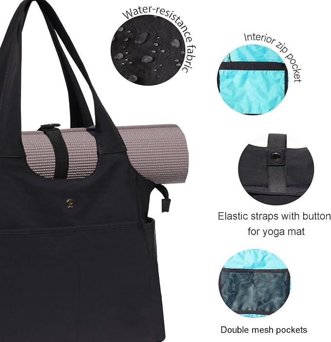 ESVAN Yoga Tote Bag Mat bag Women Shoulder Bags Carryall Tote - Image 3
