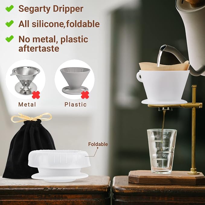 Segarty Camping Pour Over Coffee Maker, Cone Filter Drip Holder, Slow Brewer - Image 3