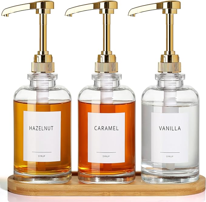 Coffee Syrup Dispenser, Glass Syrup Pump Dispenser by ALPIRIRAL
