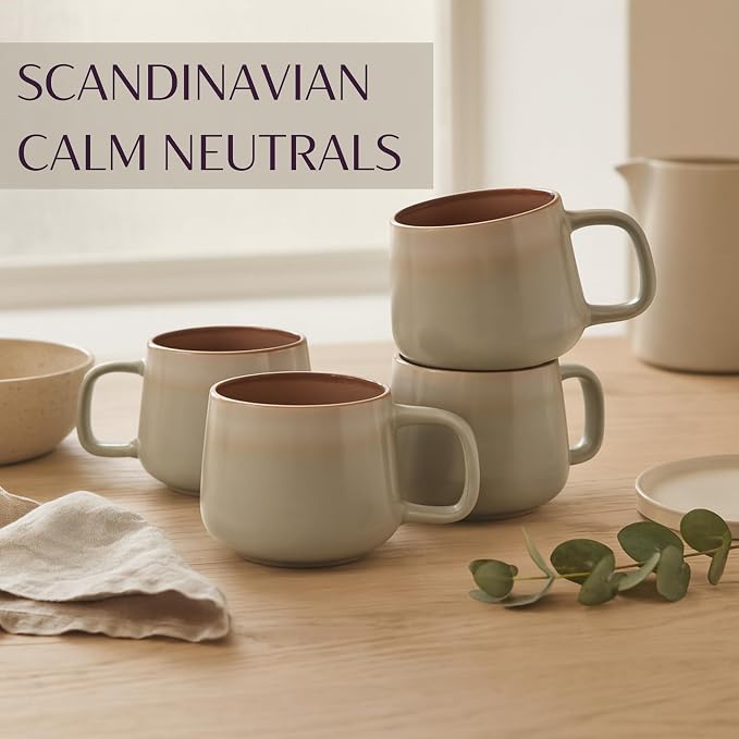 Ava Nord Large Ceramic Coffee Mugs Set of 4 | 16 oz Stoneware Coffee Cups | - Image 6
