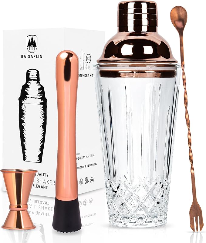 4-Piece Glass Cocktail Shaker Set by Unknown