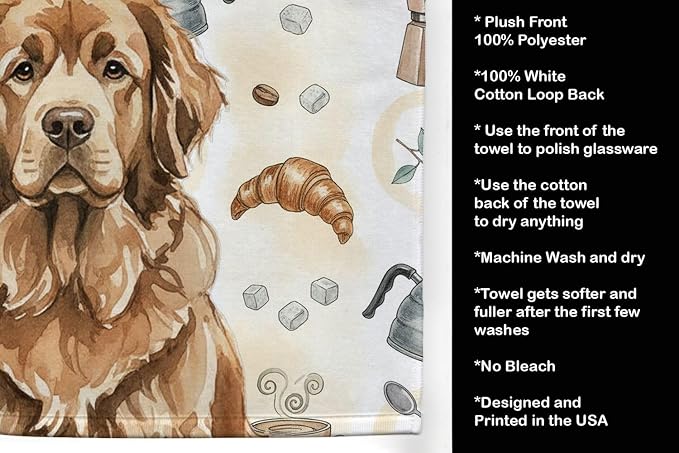 Caroline's Treasures Brown Newfoundland Coffee Bar Kitchen Towel Velour Plush - Image 4