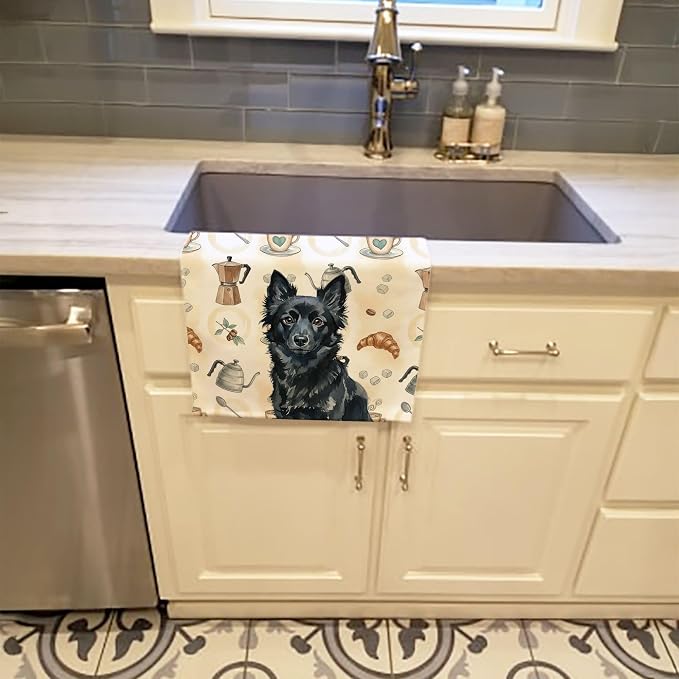 Caroline's Treasures Schipperke Coffee Bar Kitchen Towel Velour Plush Front and - Image 2