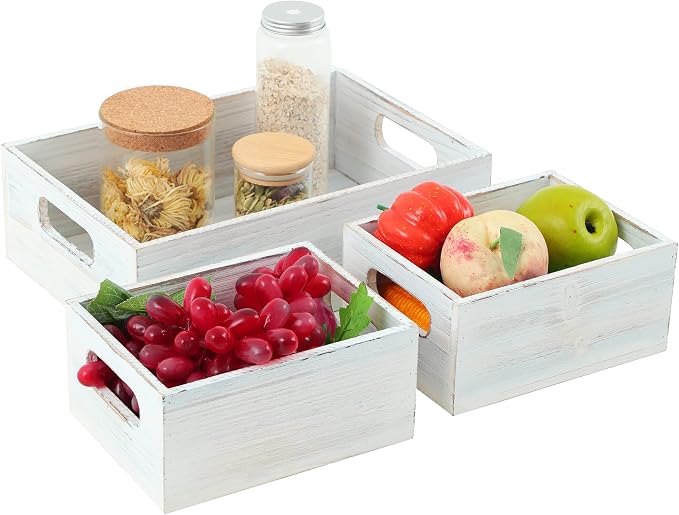 PHOENANCEE Wooden Crate For Storage, Wood Decorative Display Crate Box Set of 3 - Image 2