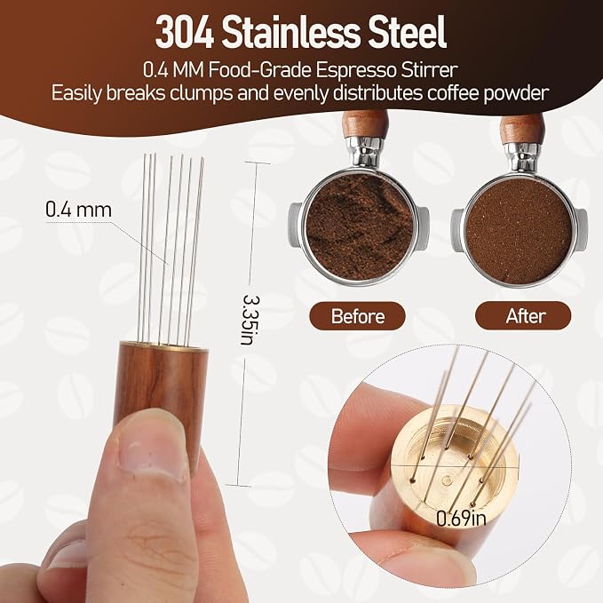 51mm Espresso Tamper Kit, Hard Wood Espresso Tamper Tool & Powder Press Pad & - Image 3