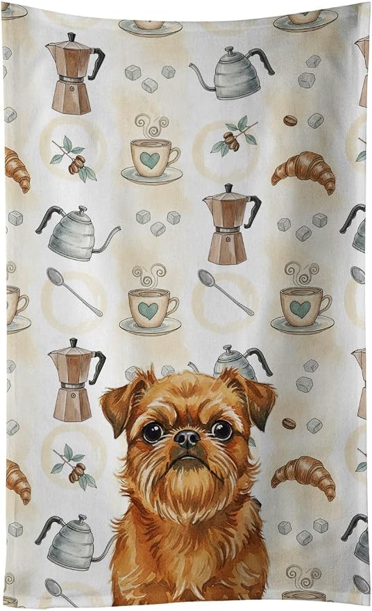 Caroline's Treasures Belge Brussels Griffon Coffee Bar Kitchen Towel Velour by CarolinesTreasures