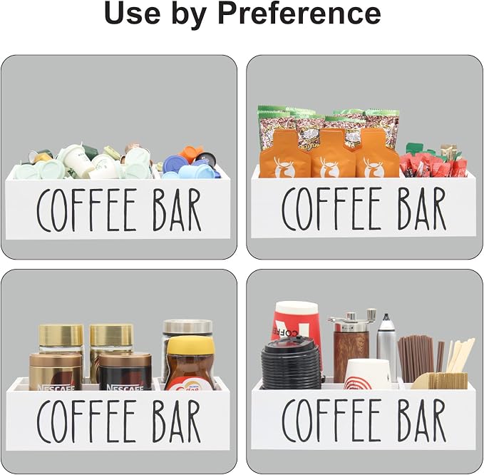 Coffee Station Organizer with Removable Dividers Disposable Cup Holder Wooden - Image 5