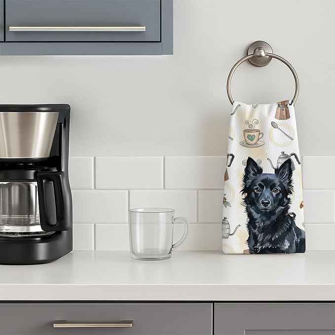Caroline's Treasures Schipperke Coffee Bar Kitchen Towel Velour Plush Front and - Image 3